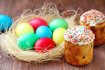 Easter cake and eggs