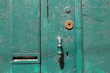 closeup of old wooden doors