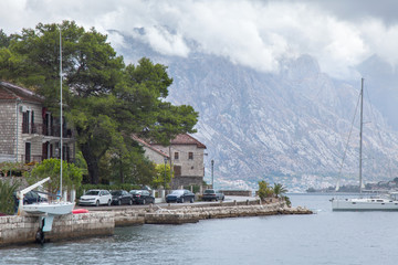 Fototapeta premium The village on the shore of the Bay of Kotor. Montenegro.