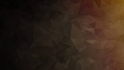 Abstract low poly background of triangles in Gold, black, yellow colors. Substrate for design. 16:9