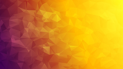 Abstract low poly background of triangles in Orange, yellow, red colors. Substrate for design. 16:9