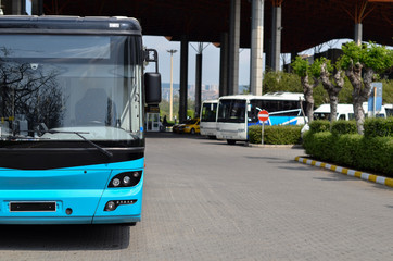 Fototapeta na wymiar Intercity Bus parked on bus station