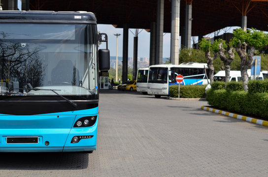 Intercity Bus Parked On Bus Station