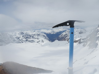 Fototapeta premium Ice axe in snow
