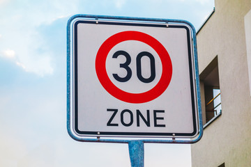 typical traffic limit sign with number 30