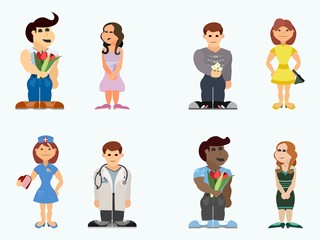 Fototapeta premium selection of teenagers cartoon style lovers