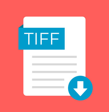 TIFF download flat isolated icon. Vector cartoon illustration