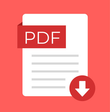 PDF download flat isolated icon. Vector cartoon illustration
