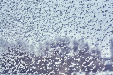 snow on the glass, winter background