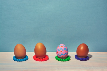 easter egg on blue background