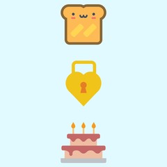 Icons about Romance Lifestyle with wedding cake, toast and padlock