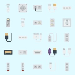 Icons about Connectors Cables with usb, usb cable and socket