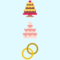 Icons about Romance Lifestyle with wedding rings and wedding cake