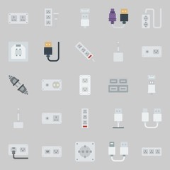 Icons about Connectors Cables with unplugged, usb cable, usb and socket
