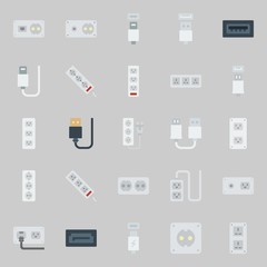 Fototapeta premium Icons about Connectors Cables with usb cable, socket, sata and usb