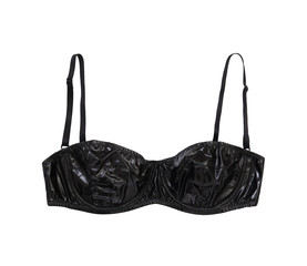 black patent vinyl bra, isolated on white background