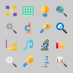 Icons about Inspiration with point, measuring, lab, note, microscope and idea