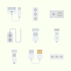 Icons about Connectors Cables with usb, socket and usb cable