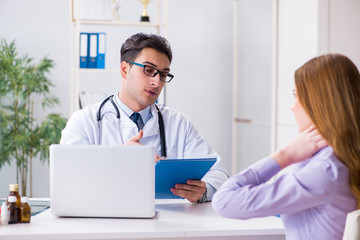 Patient visiting doctor for medical check-up in hospital