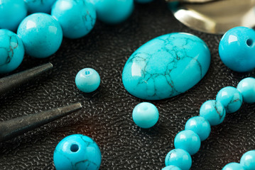 Natural stones, tools, beads, accessories for making jewelry. Needlework.