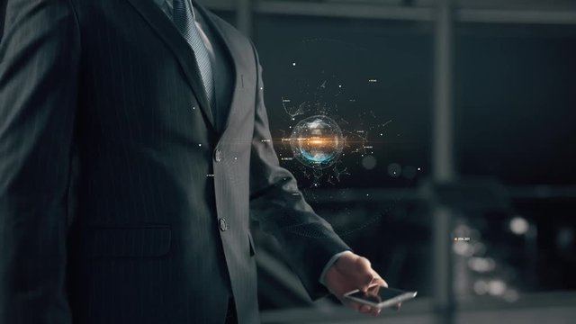 Businessman with mobile app development