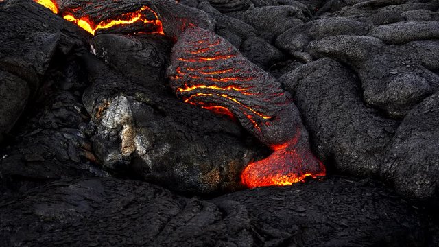 close up of a surface lava flow from kilauea volcano on the big island of hawaii in the united states of america
