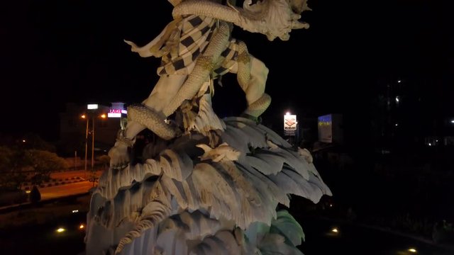 Denpasar, Bali, Indonesia February 2018: Dewa Ruci Statue, is one of the most famous Balinese statue that Balinese and foreign tourists alike see every day if they are going in and out of Kuta.