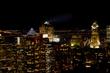 Montreal skyline at night in Quebec, Canada