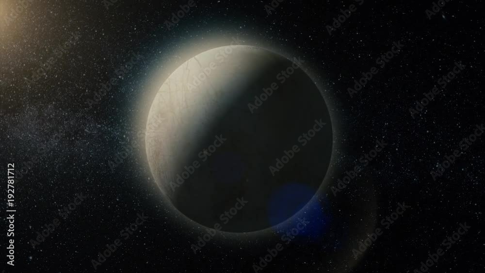 Wall mural planet in space. solar system and space objects. abstract scientific background - glowing planet in 