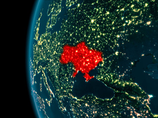 Night view of Ukraine