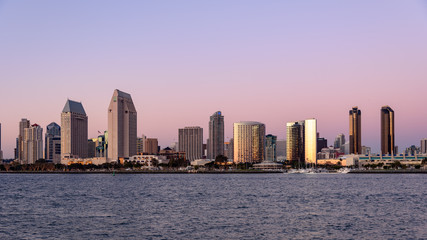 Fototapeta na wymiar San Diego Skyline at Magic Hour
