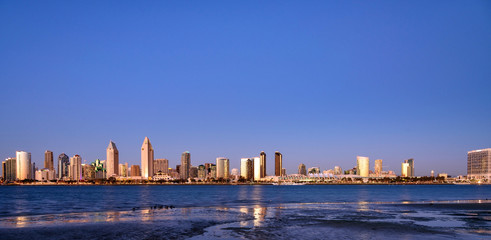 San Diego Skyline at Sunset Time