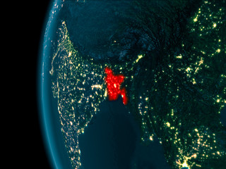 Night view of Bangladesh