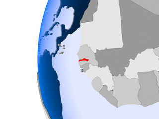 Map of Gambia on political globe