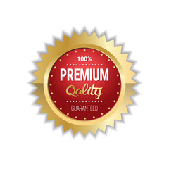 Premium Quality Sticker Golden Medal Icon Guaranteed Badge Isolated Vector Illustration