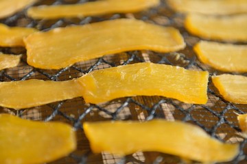 Dried slice sweet potato at Ibaraki Japan, winter homemade local food close up