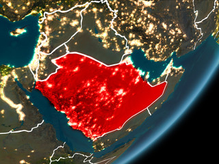 Saudi Arabia on night Earth