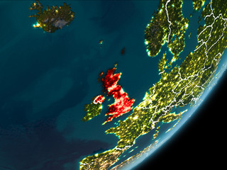 United Kingdom on night Earth