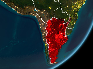 Argentina on night Earth