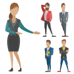 Business vector people man and woman full length of professional portrait community of busnessman and businesswoman characters illustration.