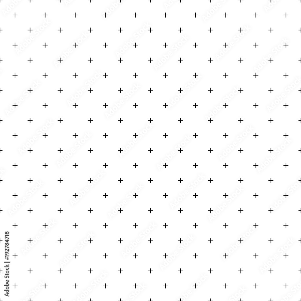 Fototapete Cross pattern seamless black line on white background. Plus sign abstract background vector.