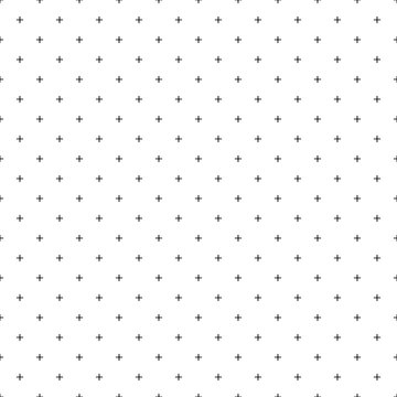 Cross pattern seamless black line on white background. Plus sign abstract background vector.