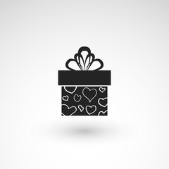 Gift box icon with ribbon, wrapping pattern design