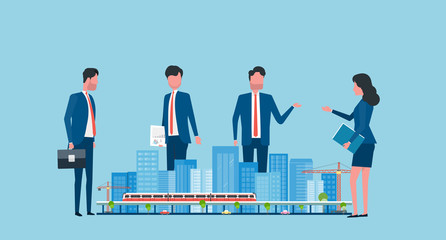 Obraz premium flat business real estate investment with group investor meeting concept