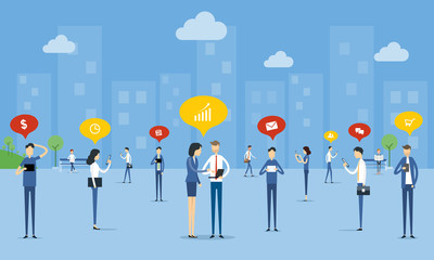 business people communication on social network  concept and business online connection concept