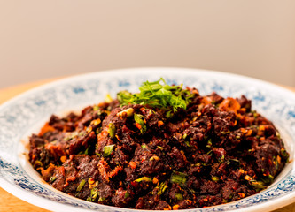 Spicy minced raw meat , northern Thai food