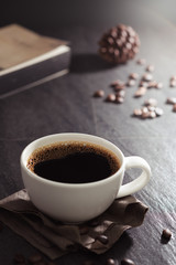 Classic still life with a cup of coffee
