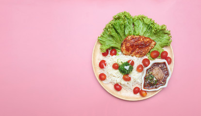 Spicy chicken with vegetable top View