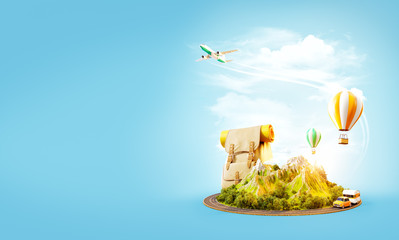 Unusual 3d illustration of a mount with the road around.