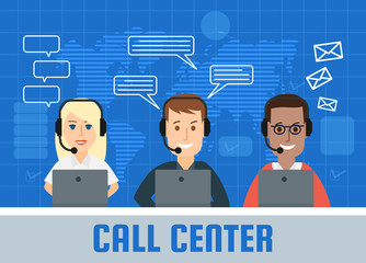 call center operators working in office